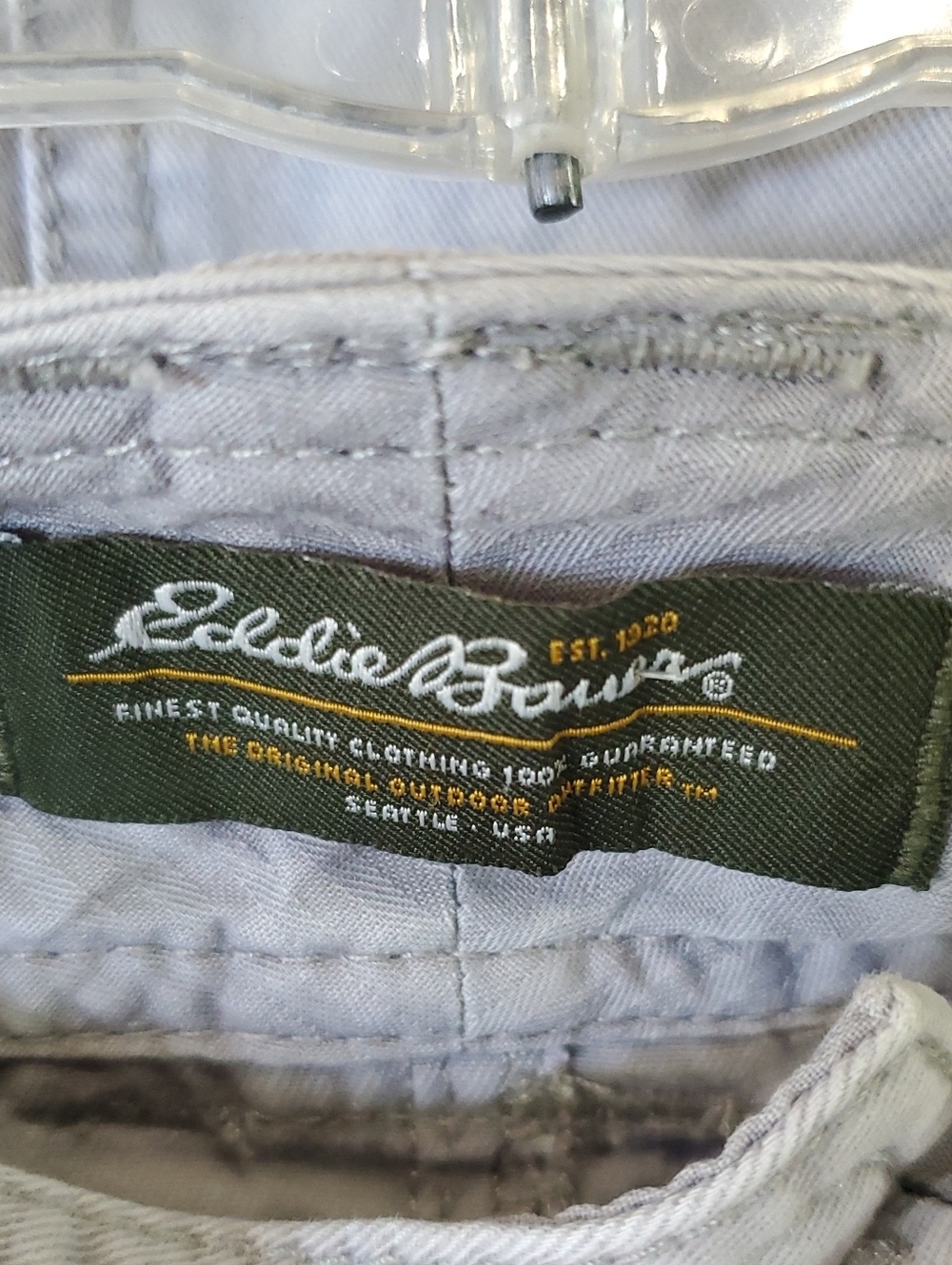Eddie Bauer Light Gray Skirt with Olive Green Label and Yellow Stitching - Picture 2 of 11